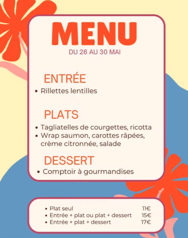 Menu du 26 au 30 Mai 2026