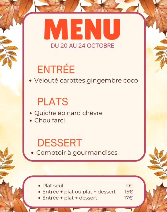 Menu du 20 au 24 Octobre