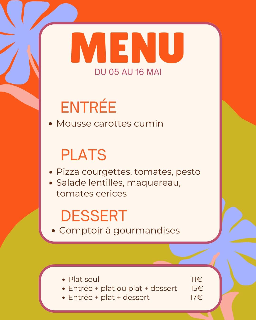 Menu du 5 au 16 mai 2026