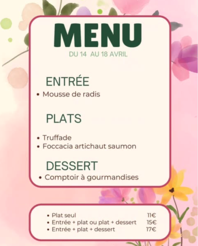 Menu du 14 au 18 avril